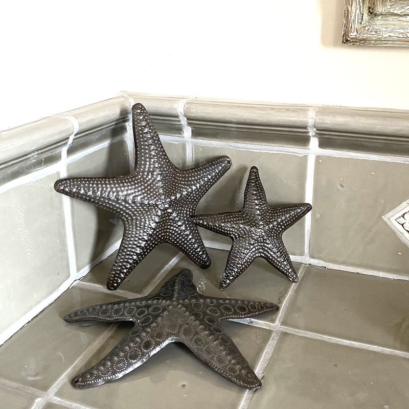 It's Cactus Starfish, Set of 3, Sea Life Nautical Home Decor, Recycled Wall Art 8x8 and 5x5 Inches, Haitian, Decorative, Plaque - Image 3
