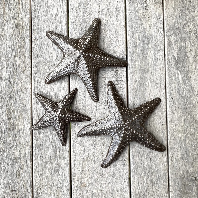 It's Cactus Starfish, Set of 3, Sea Life Nautical Home Decor, Recycled Wall Art 8x8 and 5x5 Inches, Haitian, Decorative, Plaque - Image 5