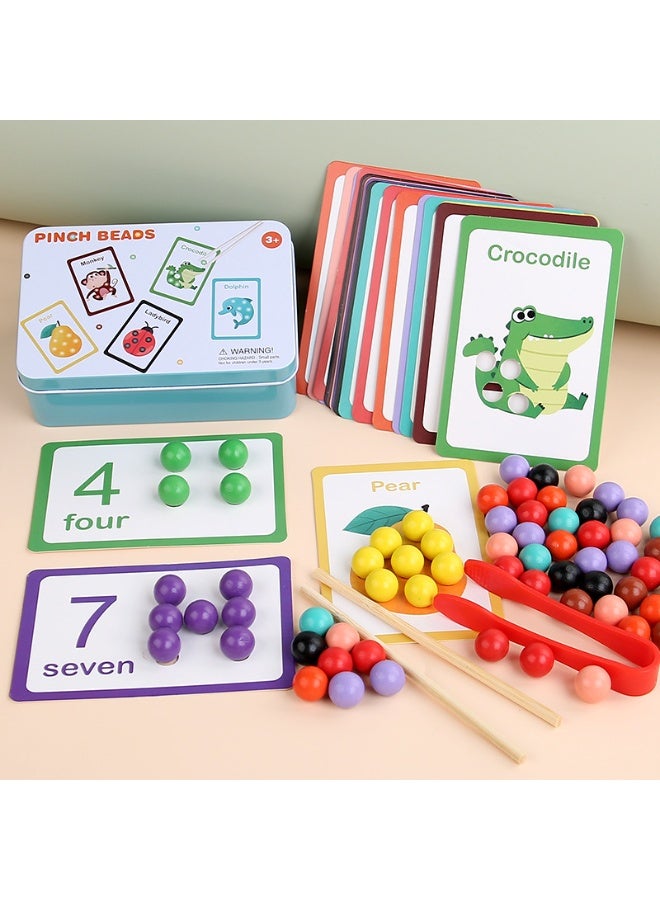 Pinch Beads Montessori Toy - Fine Motor Skills, Number & Color Matching Game for Kids 3+, Iron Box Pack - Image 2