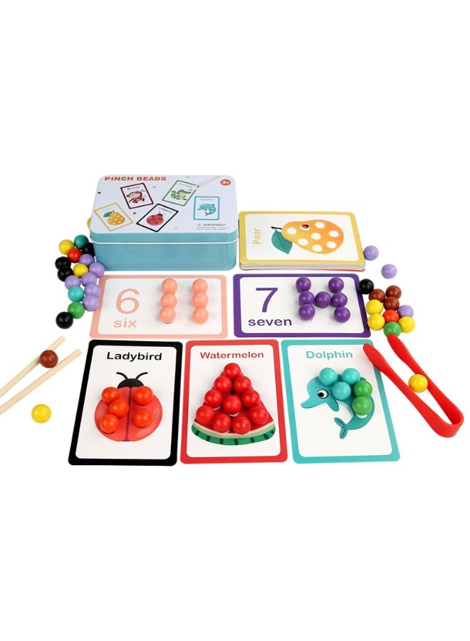 Pinch Beads Montessori Toy - Fine Motor Skills, Number & Color Matching Game for Kids 3+, Iron Box Pack - Image 1