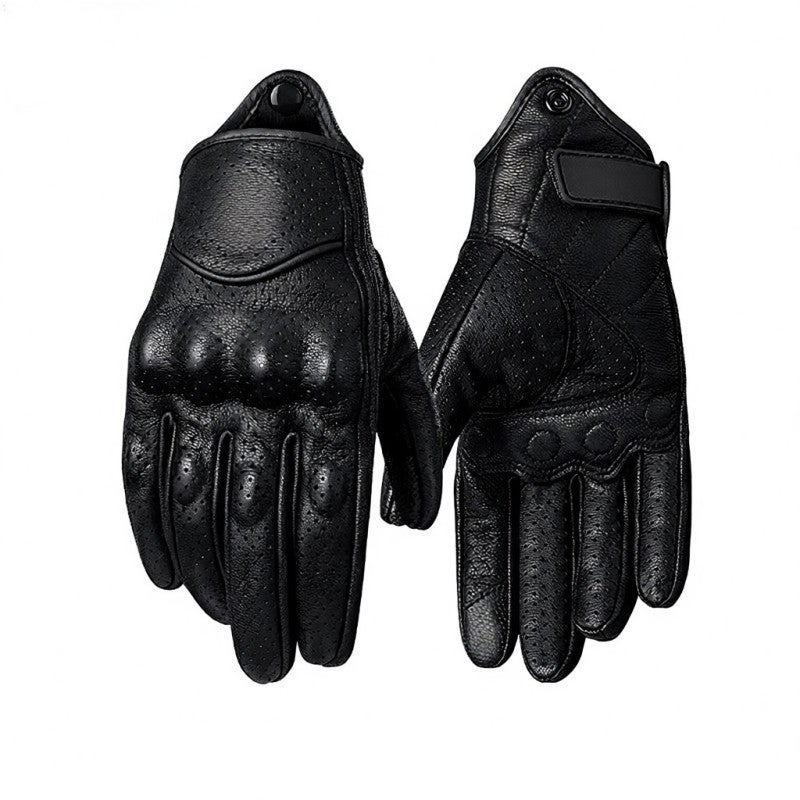 BSDDP Genuine Sheepskin Gloves: Black, L Size, Perforated Design - Max Breathability, Warm Stylish Protection - Sheepskin Leather Gloves for Motorcycling Everyday Wear - Image 1