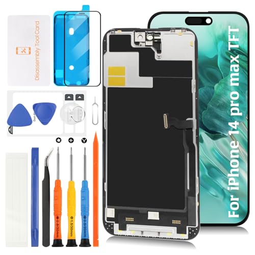 Olivechard TFT for iPhone 14 Pro Max LCD [120Hz Promotion+Proximity Sensor Cable] Screen Replacement Display Touch Digitizer Assembly A2894 A2651 A2893 A2895 with Repair Tools - Image 1
