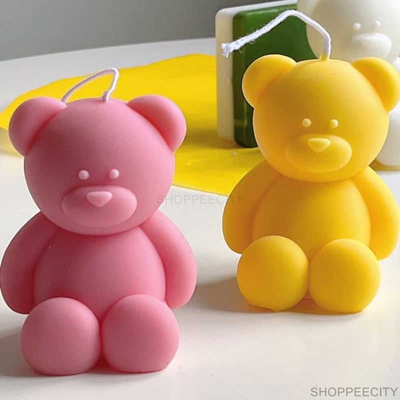ShoppeeCity 3D Sitting Bear Shape Silicone Candle Mold I 3D Cute Animal Cub Silicone Epoxy Mould I Bear Candle Mould Baby Bear Silicone Mould DIY Chocolate Cake Decor Soap Resin Art Craft Making - Image 2
