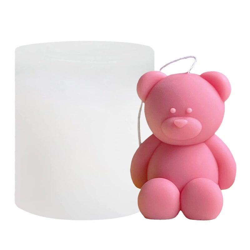 ShoppeeCity 3D Sitting Bear Shape Silicone Candle Mold I 3D Cute Animal Cub Silicone Epoxy Mould I Bear Candle Mould Baby Bear Silicone Mould DIY Chocolate Cake Decor Soap Resin Art Craft Making - Image 1