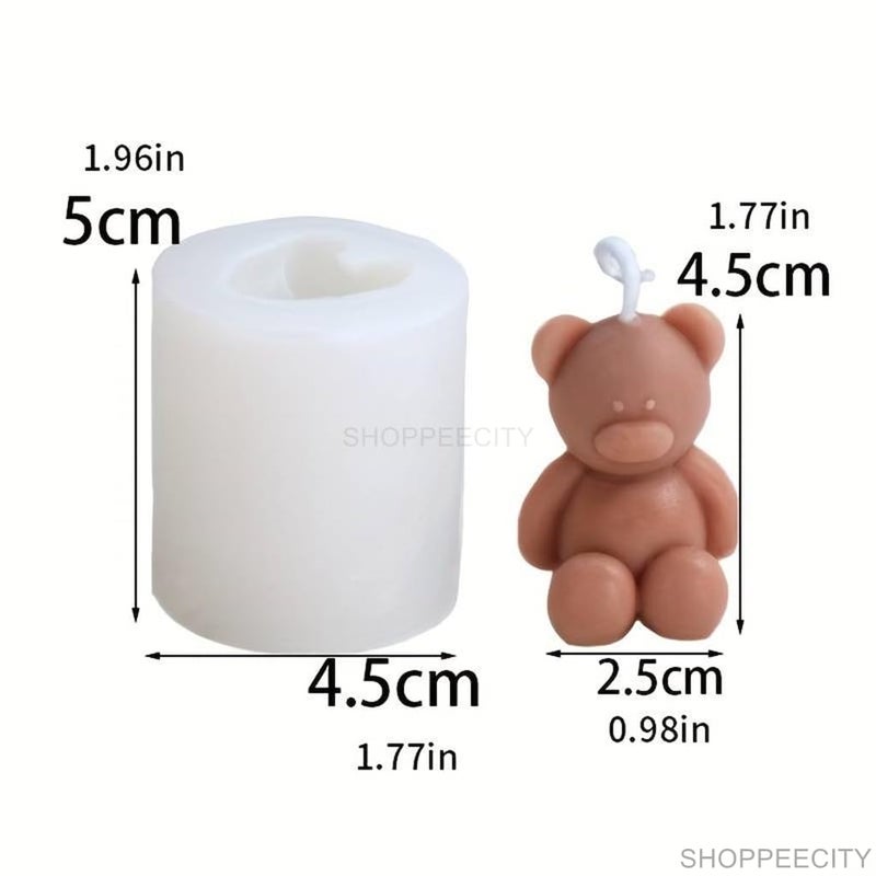 ShoppeeCity 3D Sitting Bear Shape Silicone Candle Mold I 3D Cute Animal Cub Silicone Epoxy Mould I Bear Candle Mould Baby Bear Silicone Mould DIY Chocolate Cake Decor Soap Resin Art Craft Making - Image 4