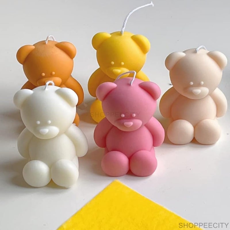 ShoppeeCity 3D Sitting Bear Shape Silicone Candle Mold I 3D Cute Animal Cub Silicone Epoxy Mould I Bear Candle Mould Baby Bear Silicone Mould DIY Chocolate Cake Decor Soap Resin Art Craft Making - Image 3