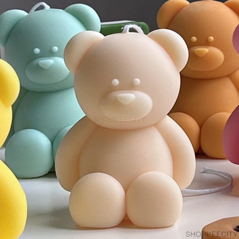 ShoppeeCity 3D Sitting Bear Shape Silicone Candle Mold I 3D Cute Animal Cub Silicone Epoxy Mould I Bear Candle Mould Baby Bear Silicone Mould DIY Chocolate Cake Decor Soap Resin Art Craft Making - Image 5