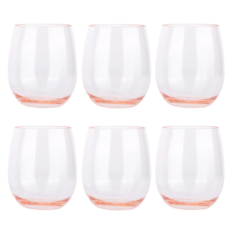 KXWARE Unbreakable 18ounce Acrylic Stemless Wine Glasses set of 6 Coral Pink