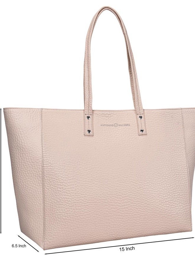ANTONIO VALERIA Avery Leather Tote/Top Handle Shoulder Bag for Women, Nappa Cream, Medium, Tote Shoulder Bag - Image 2