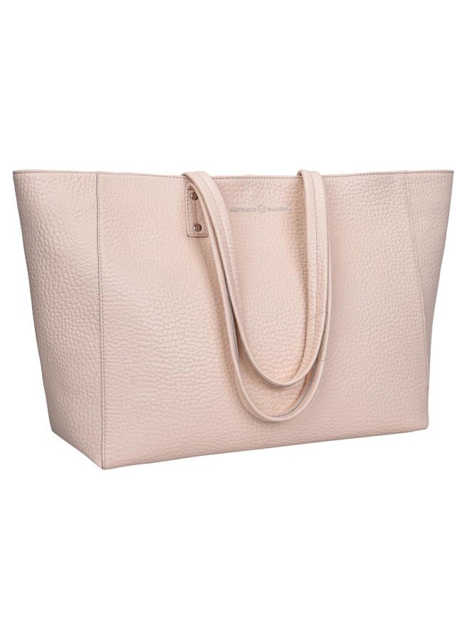 ANTONIO VALERIA Avery Leather Tote/Top Handle Shoulder Bag for Women, Nappa Cream, Medium, Tote Shoulder Bag - Image 1