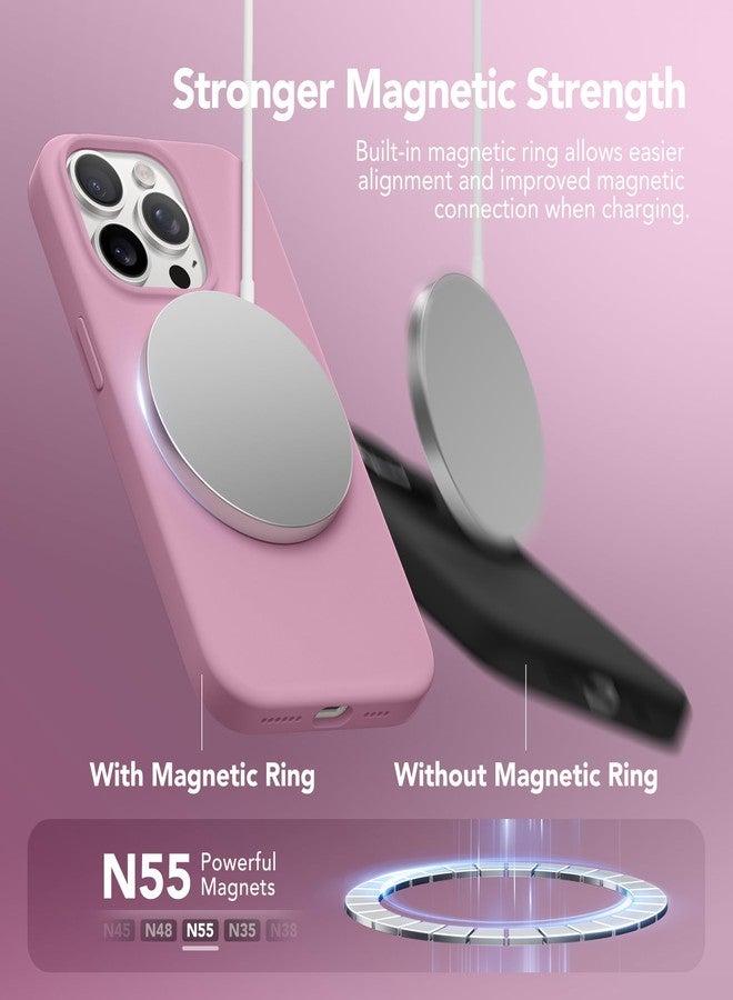 غونيز جراب GONEZ من السيليكون لهاتف iPhone 14 Pro Max، متوافق مع MagSafe، مع واقي للشاشة وواقي لعدسة الكاميرا، جراب سيليكون سائل مقاوم للصدمات لحماية الهاتف 14 Pro Max مقاس 6.7 بوصة، لون أسود كشمش - Image 3