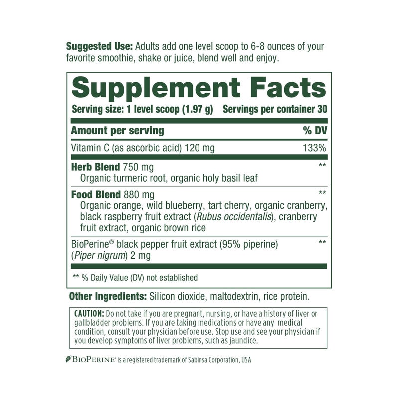 MegaFood Daily Turmeric Nutrient Booster Powder - Turmeric Supplement -with Black Pepper Extract, Tart Cherry & Vitamin C - Vegan - Made Without 9 Food Allergens - 2.08 Oz (30 Servings) - Image 4