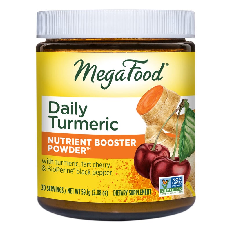 MegaFood Daily Turmeric Nutrient Booster Powder - Turmeric Supplement -with Black Pepper Extract, Tart Cherry & Vitamin C - Vegan - Made Without 9 Food Allergens - 2.08 Oz (30 Servings) - Image 1
