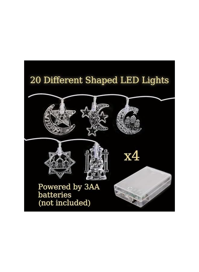 The Bros Ramadan Decorations String Lights, 9.84Feet 20LEDs Eid Al Adha Decorations Lights, Battery Operated Eid Mubarak Lights for Ramadan Decoration, Indoor, Outdoor(Yellow) - Image 4