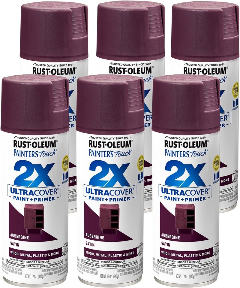RUST-OLEUM 257419-6PK Painter's Touch 2X Ultra Cover Spray Paint, 12 oz, Satin Aubergine, 6 Pack - Image 1