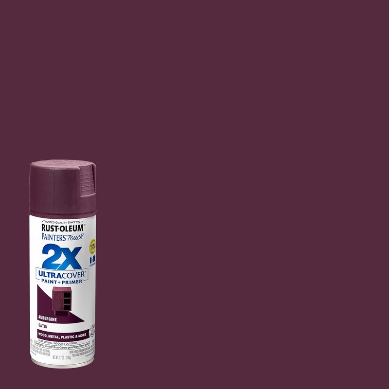 RUST-OLEUM 257419-6PK Painter's Touch 2X Ultra Cover Spray Paint, 12 oz, Satin Aubergine, 6 Pack - Image 2