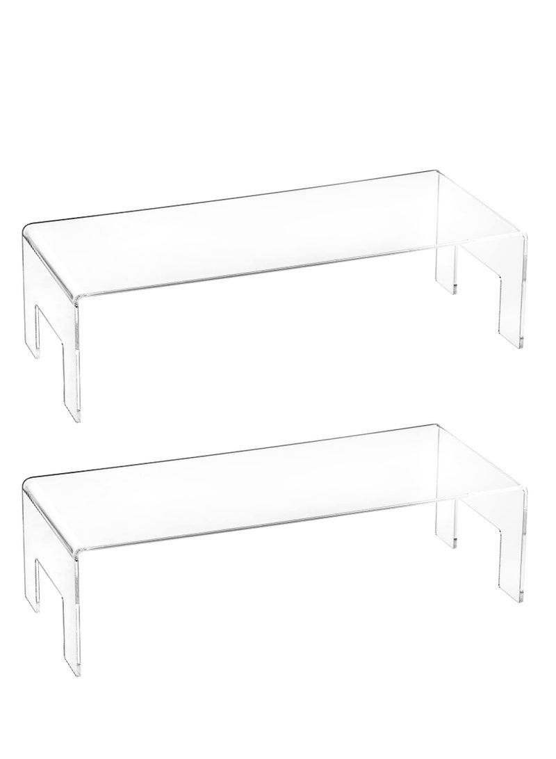 Excefore رفوف عرض أكريليك شفافة 2 حزمة، رفوف فنكو بوب، وضعية عرض منظم للكولون، للمجوهرات، مستحضرات التجميل، الحلويات، كب كيك، حلوى، شخصيات ألعاب (30x12.7x8 سم، 5 ملم سمك) - Image 1