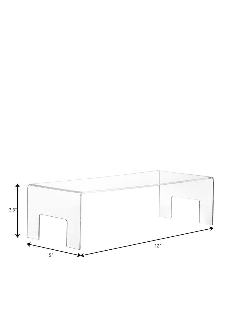 Excefore رفوف عرض أكريليك شفافة 2 حزمة، رفوف فنكو بوب، وضعية عرض منظم للكولون، للمجوهرات، مستحضرات التجميل، الحلويات، كب كيك، حلوى، شخصيات ألعاب (30x12.7x8 سم، 5 ملم سمك) - Image 2