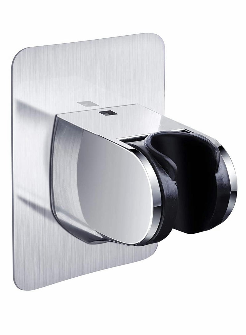Adjustable Chrome Shower Head Holder Wall Bracket for Handheld Showers, Easy Adhesive Mount for Bathroom  - Image 1
