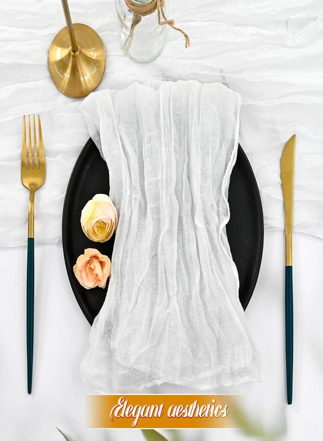 fani 60 Pack Gauze Cheesecloth Napkins 20 x 20 Inch Wrinkled Dinner Napkins Soft Cotton Cloth Napkins Rustic Decorative Table Napkins for Weddings Party Dinner Table Everyday Use (White) - Image 3