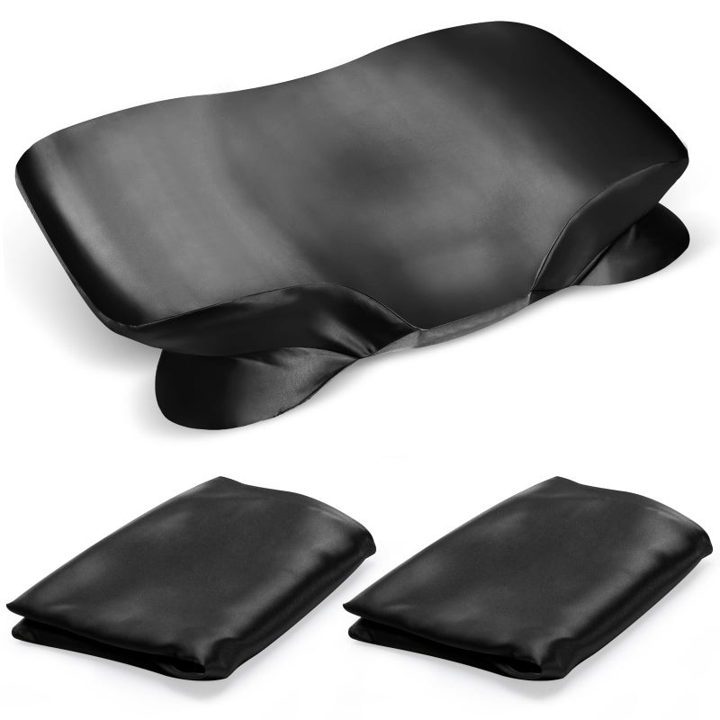 2 Pack Satin Pillowcase for Zelimun Cervical Pillow Contour Pillow Case Cover Soft Pillowcase Cover with Zipper Black