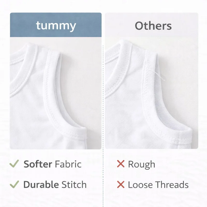 TUMMY TUMMY Baby Vest for Kids Cotton Sleeveless Sando Baniyan Toddler Innerwear Baby Cloth for Boys & Girls Pack of 3