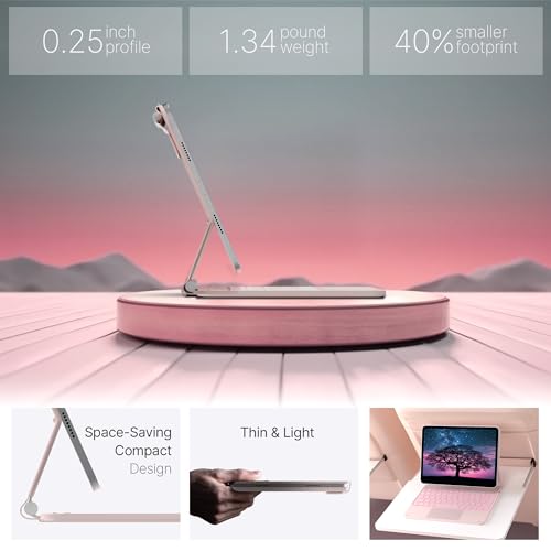 typecase Edge Keyboard Case for iPad Air 11-inch(M3/M2, 2025/2024), iPad Pro 11-inch(4th/3rd/2nd/1st Gen) & iPad Air 10.9-inch 5/4th Gen, Multi-Touch Trackpad, 11-Color Backlight, Light Regal Pink - Image 5