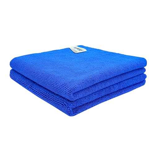 SOFTSPUN Microfiber Cleaning Cloths, 50x50cms 2 pcs Towel Set 340 GSM Blue! Highly Absorbent Lint and Streak Free Multi-Purpose Wash Cloth for Kitchen Car Window Stainless Steel Silverware. - Image 1