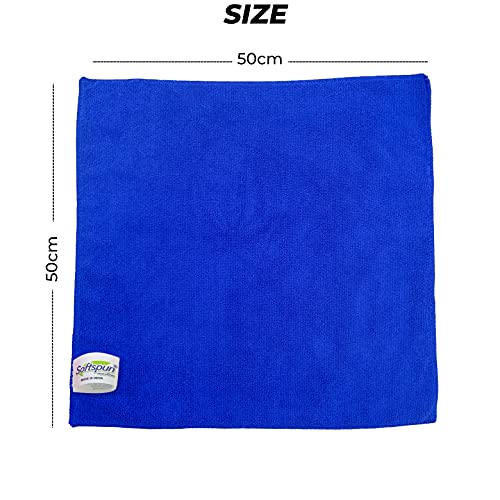 SOFTSPUN Microfiber Cleaning Cloths, 50x50cms 2 pcs Towel Set 340 GSM Blue! Highly Absorbent Lint and Streak Free Multi-Purpose Wash Cloth for Kitchen Car Window Stainless Steel Silverware. - Image 2