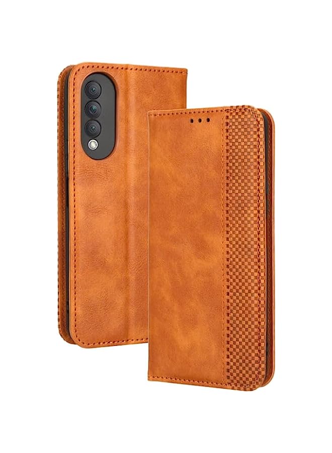 HuHa Case Cover Compatible For Honor X20 SE/Huawei nova 10z Magnetic Buckle Retro Texture Leather Phone Case Brown