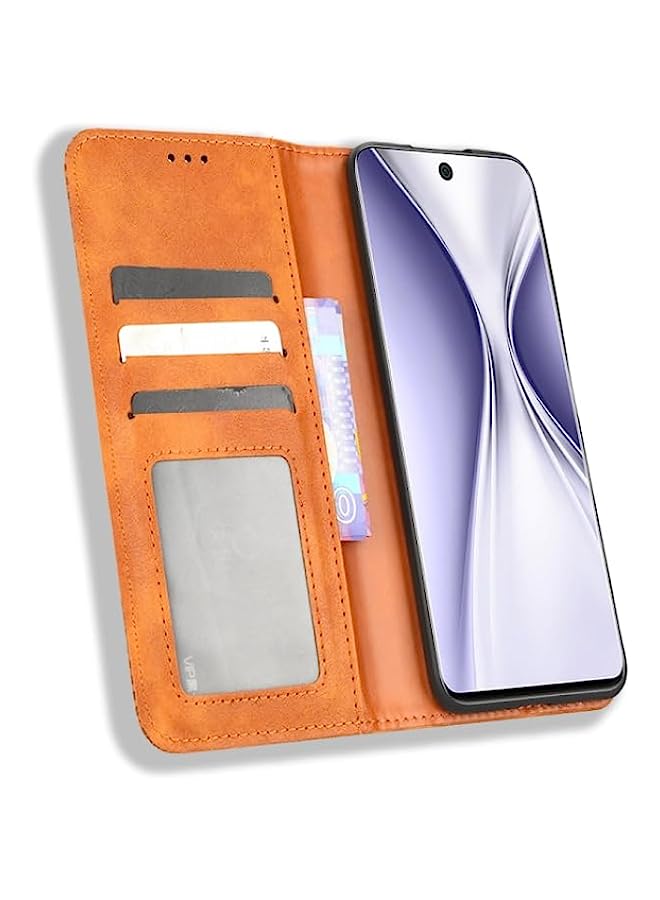 HuHa Case Cover Compatible For Honor X20 SE/Huawei nova 10z Magnetic Buckle Retro Texture Leather Phone Case Brown