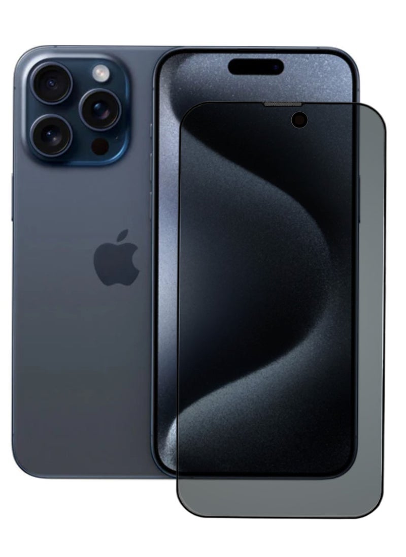 ACLIX Antistatic ESD Dustproof Premium Quality High Definition Anti-Spy Privacy Tempered Glass Screen Protector Designed For  iPhone 15 Pro - Image 1
