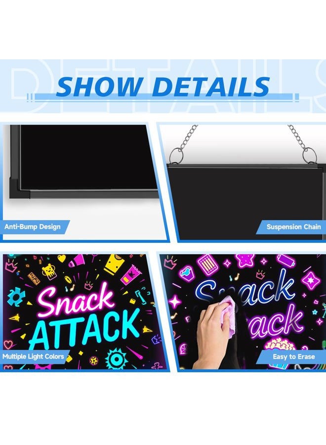 Hosim LED Message Writing Board 32"x24" Illuminated Erasable Neon Effect Restaurant Menu Sign with 8 Colors Markers,16 Lighting Colors DIY Message Chalkboard for Kitchen Wedding Promotions - Image 2