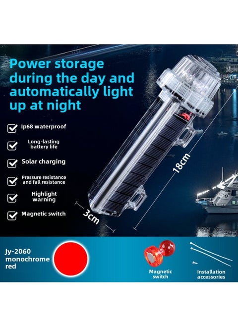 Solar Marine Warning Light Led Flash Marine Beacon Light Barricade Warning Light Three-color Flash Signal Light-Product Specifications:Flash Monochrome Red 1800MAH Endurance 90H