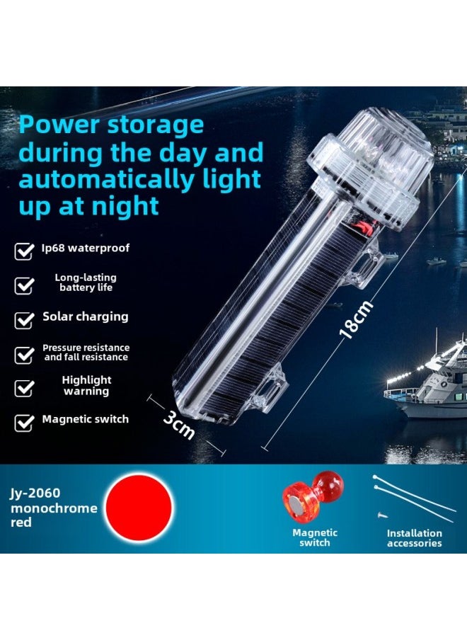 Solar Marine Warning Light Led Flash Marine Beacon Light Barricade Warning Light Three-color Flash Signal Light-Product Specifications:Flash Monochrome Red 1800MAH Endurance 90H