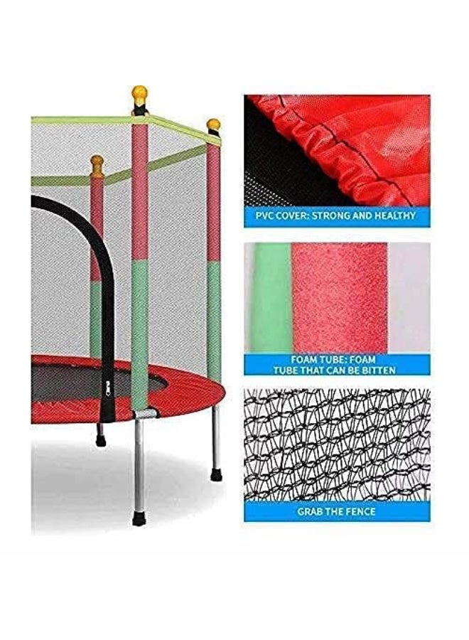 Kids Indoor & Outdoor Safety Trampoline with Net Enclosure | 140cm Round Mini Trampoline for Children | Anti-Slip Legs, Zipper Door, Safe Mesh Guard – Jumping Fitness & Fun Play - Image 3