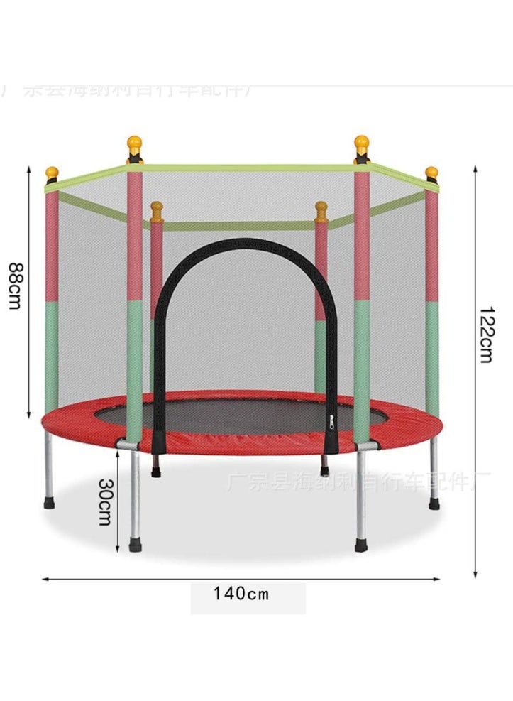 Kids Indoor & Outdoor Safety Trampoline with Net Enclosure | 140cm Round Mini Trampoline for Children | Anti-Slip Legs, Zipper Door, Safe Mesh Guard – Jumping Fitness & Fun Play - Image 2