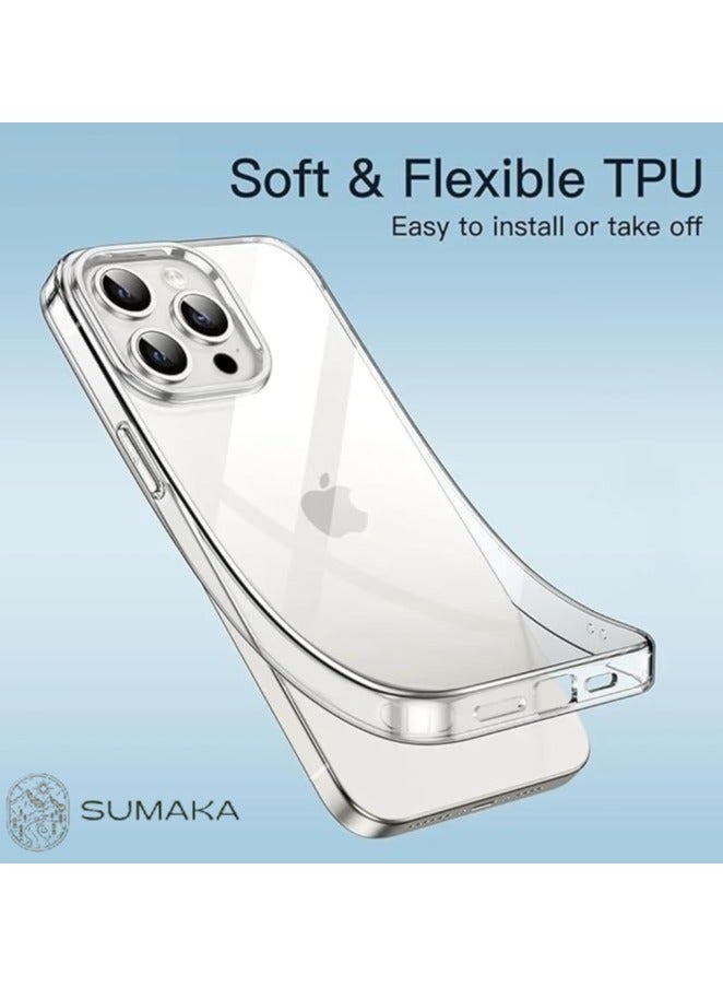 سوماكا كفر سيليكون شفاف رفيع لجوال iPhone 15 Pro Max - غطاء هاتف شفاف ومرن وواق - Image 4