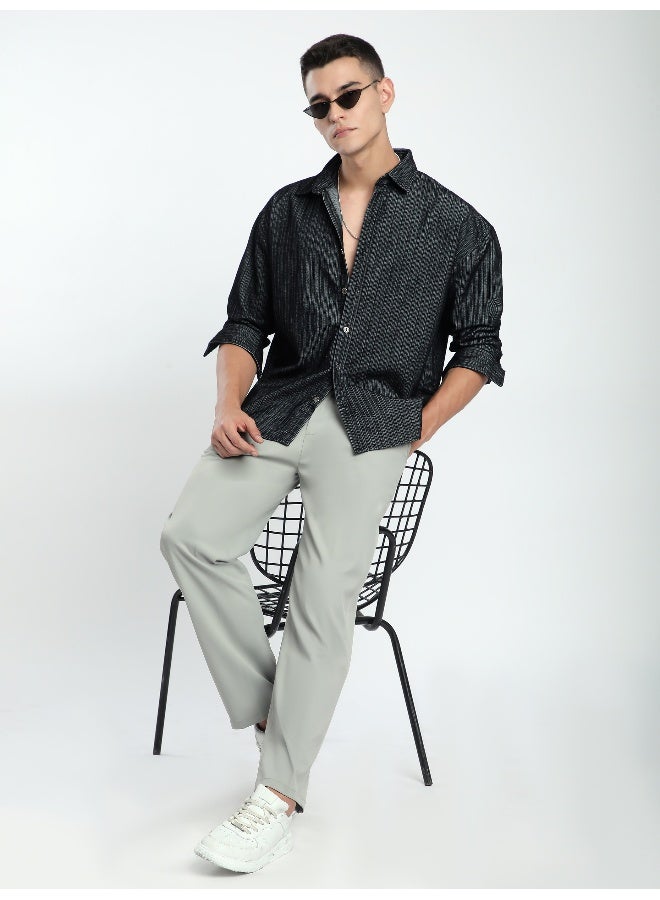 بيونغ قميص كوردروي مخطط باللون الأسود - Image 3