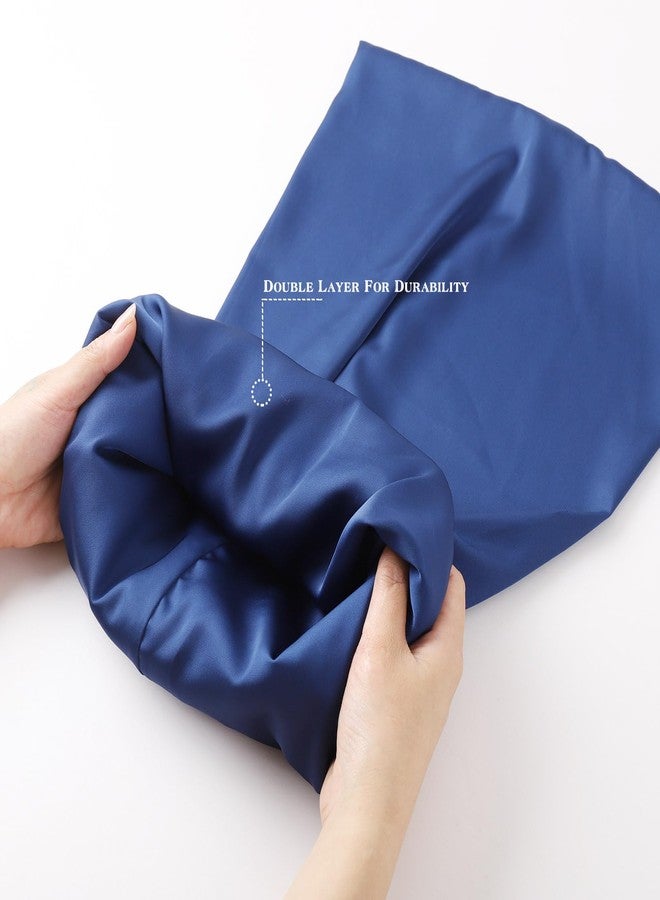 ALASKA BEAR Natural Silk Lined Shower Cap Hair Bonnet for Curly Dry Hair/Medium Length/Semi Thick Hair, Versatile & Adjustable, Unisex(Navy Blue) - Image 3