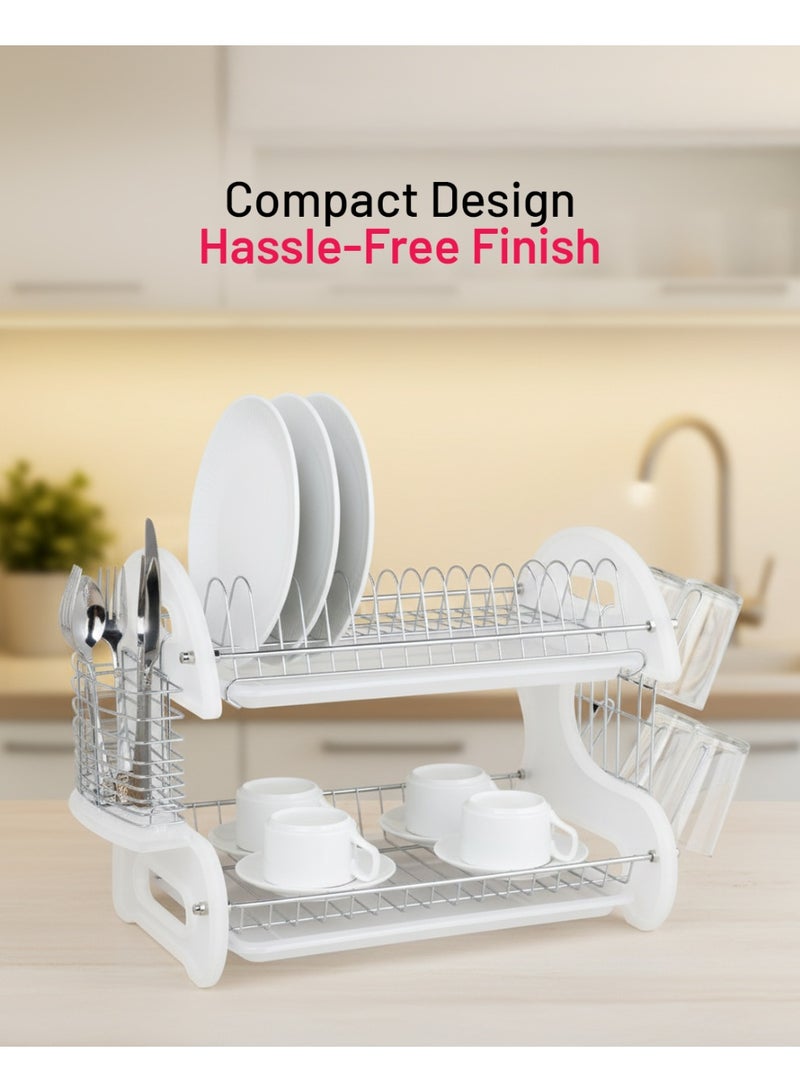 Delcasa 2Layer SS Dish Rack +Glass⋓ Holder - Image 2