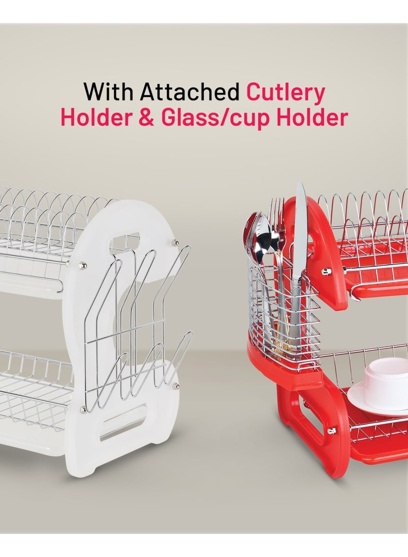 Delcasa 2Layer SS Dish Rack +Glass⋓ Holder - Image 4