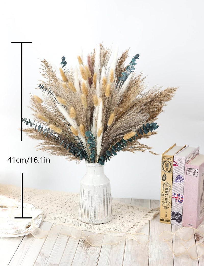 xin's convey 120 PCS Dried Pampas Grass, Dried Flowers, Reed Grass Bouquet for Bohemian Flowers Home Table Wedding Decoration, Rustic Farmhour.(Light Brown) - Image 4