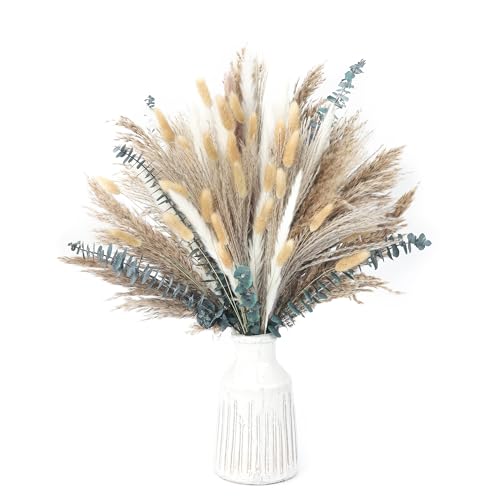 xin's convey 120 PCS Dried Pampas Grass, Dried Flowers, Reed Grass Bouquet for Bohemian Flowers Home Table Wedding Decoration, Rustic Farmhour.(Light Brown) - Image 3