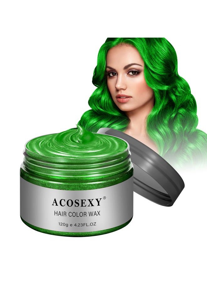 Acosexy شمع صبغة شعر مؤقتة باللون الأخضر، بومادة هالوين، جل كريم رذاذ قوي طبيعي قابل للتخلص، طين تسريحة شعر فوري للحفلات، كوسبلاي، تنكر (أخضر) - Image 1