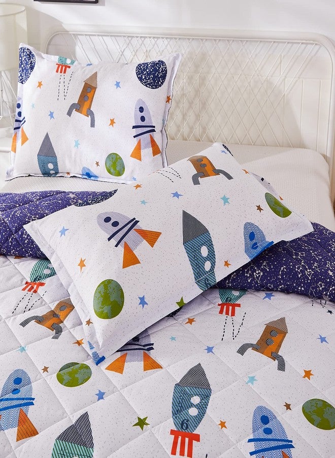 Brandream Kids Space Bedding Set Boy Girl Cotton Comforter Set Space Rocket Galaxy Bedroom 3-Piece Full Size - Image 5