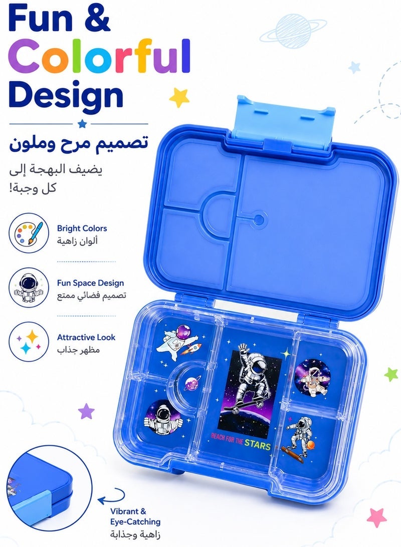 QUTOOB Lunch box - Tritan Made Snack Box Safe For Your Health and Food, Leakproof Lunch Box With 6 Removable Compartments and Ideal Portions Size, Kids Lunch Box with Cute Cartoon Designs Oven, Freezer Safe - Image 5
