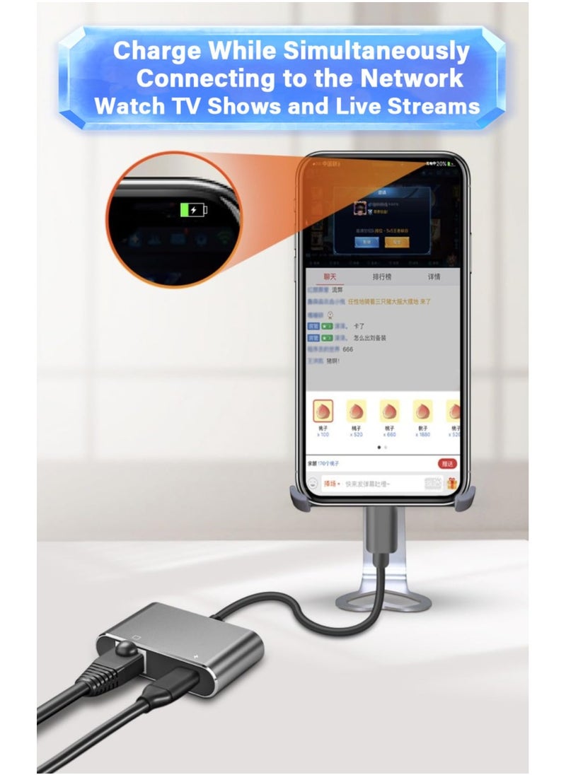 SYOSI - USB C to Ethernet Adapter with PD 60W Charging - Plug and Play, 1000Mbps LAN Network Support, Aluminum Portable USB C to Gigabit Adapter for Android, iPad, MacBook, and More USB C Devices - Image 1