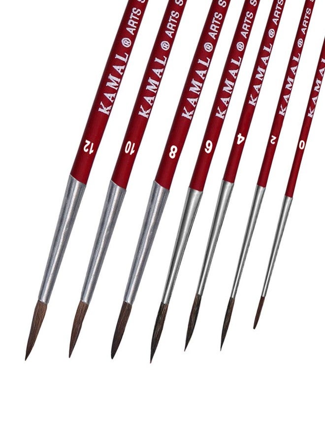 KAMAL® Round Pony Hair Paint Brushes for Oil, Nail, Artist, Acrylic Painting. Handle - Red/White - Image 2