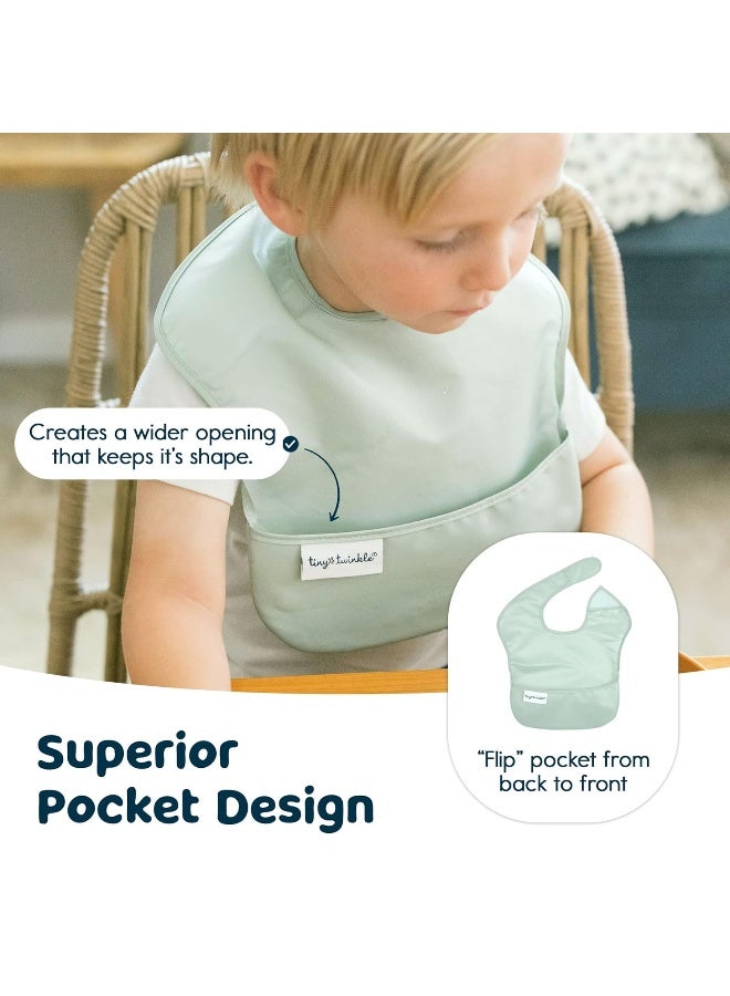 Tiny Twinkle Mess Proof Baby Bibs for Eating - Waterproof, Wipeable Bibs - Toddler Bibs - Travel Friendly - PFAS, PVC, BPA, Phthalate Free - Baby Food Bibs(5 Pack, Boy Spring) - Image 4